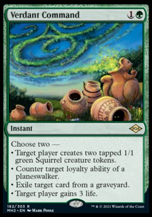 (182) Magic The Gathering Modern Horizons 2 Single: Verdant Command  Rare