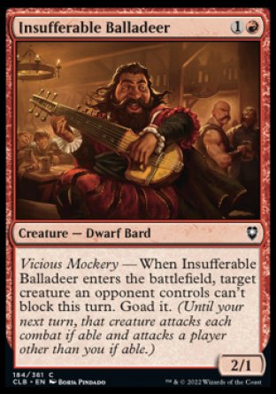 (184) Magic The Gathering Commander Legends: Battle for Baldur's Gate Single: Insufferable Balladeer Holo Common
