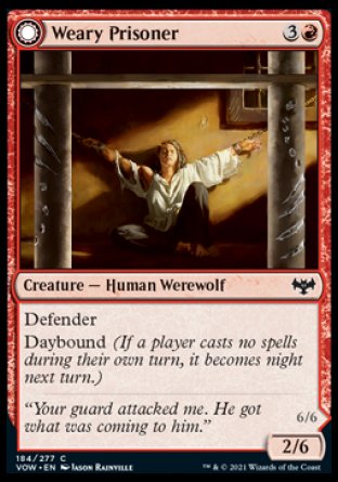(184) Magic The Gathering Innistrad: Crimson Vow Single: Weary Prisoner // Wrathful Jailbreaker  Common