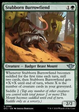 (184) Magic The Gathering Outlaws of Thunder Junction Single: Stubborn Burrowfiend  Holo Uncommon