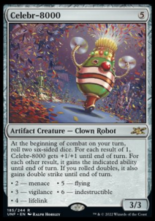 (185) Magic The Gathering Unfinity Single: Celebr-8000 Holo Rare