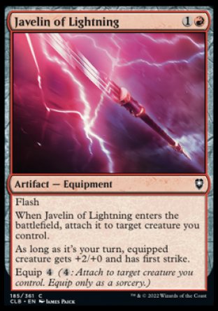 (185) Magic The Gathering Commander Legends: Battle for Baldur's Gate Single: Javelin of Lightning Holo Common