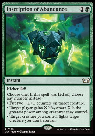(186) Magic The Gathering Commander: Duskmourn: House of Horror Single: Inscription of Abundance  Rare
