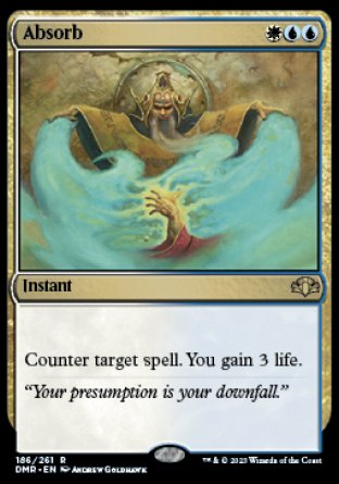 (186) Magic The Gathering Dominaria Remastered Single: Absorb  Rare