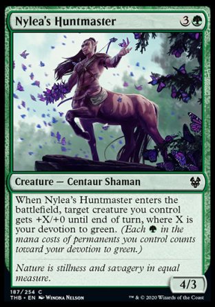 (187/254) Magic The Gathering Theros Beyond Death Single: Nylea's Huntmaster Holo Common