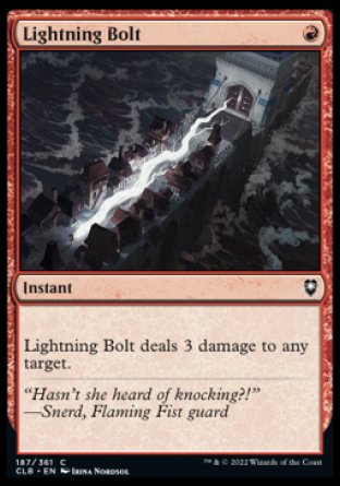 (187) Magic The Gathering Commander Legends: Battle for Baldur's Gate Single: Lightning Bolt Holo Common