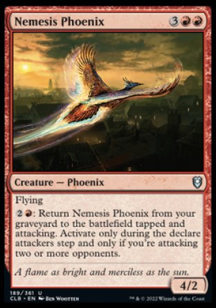 (189) Magic The Gathering Commander Legends: Battle for Baldur's Gate Single: Nemesis Phoenix Holo Uncommon