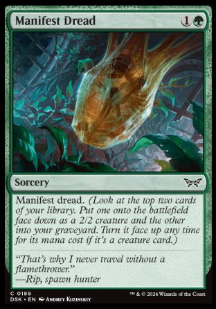 (189) Magic The Gathering Duskmourn: House of Horror Single: Manifest Dread  Common