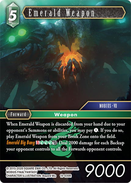 (039) Final Fantasy TCG From Nightmares Single: Emerald Weapon (19-039)  Rare