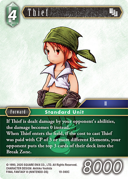 (040) Final Fantasy TCG From Nightmares Single: Thief (19-040) Holo Common