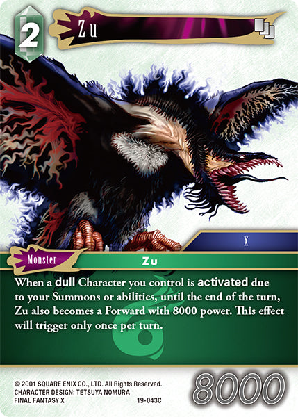 (043) Final Fantasy TCG From Nightmares Single: Zu (19-043) Holo Common