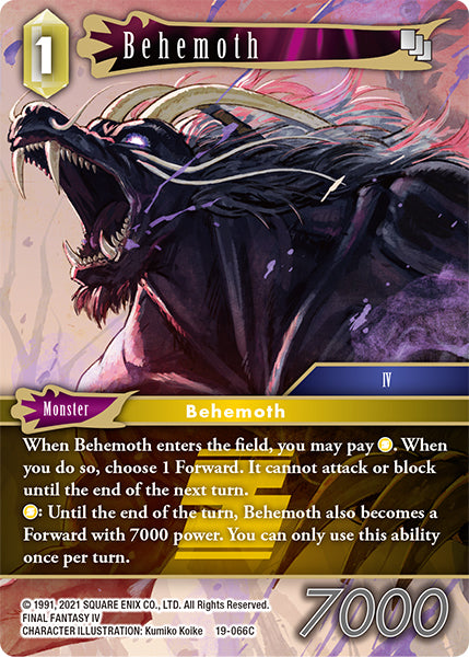 (066) Final Fantasy TCG From Nightmares Single: Behemoth (19-066) (V.1) Holo Common
