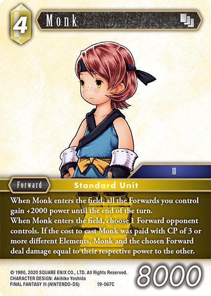 (067) Final Fantasy TCG From Nightmares Single: Monk (19-067) Holo Common