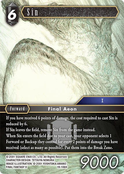 (106) Final Fantasy TCG From Nightmares Single: Sin (19-106) Holo Hero