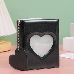 Mini Photo Album: Photocard Binder: PVC Heart: Black