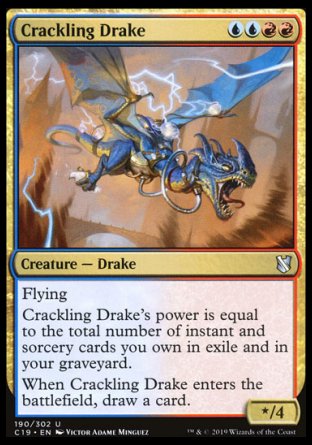 (190) Magic The Gathering Commander 2019 Single: Crackling Drake  Uncommon