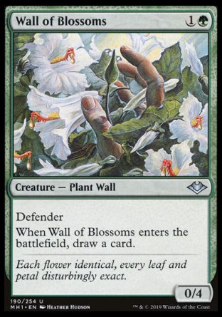 (190/254) Magic The Gathering Modern Horizons Single: Wall of Blossoms Holo Uncommon