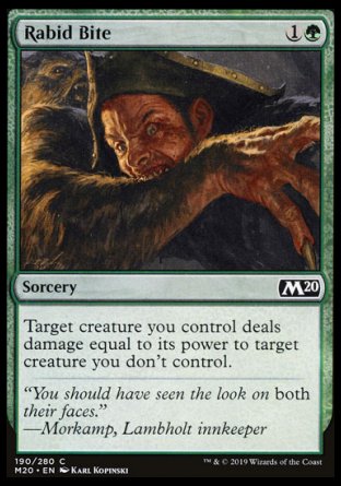 (190/280) Magic The Gathering Core 2020 Single: Rabid Bite Holo Common