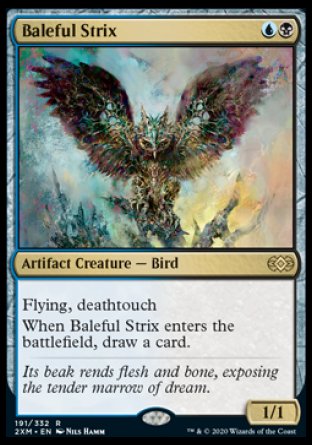 (191/332) Magic The Gathering Double Masters Single: Baleful Strix Holo Rare