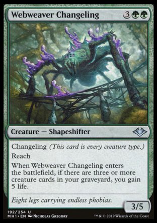 (192/254) Magic The Gathering Modern Horizons Single: Webweaver Changeling Holo Uncommon