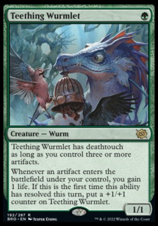 (192) Magic The Gathering The Brothers' War Single: Teething Wurmlet Holo Rare