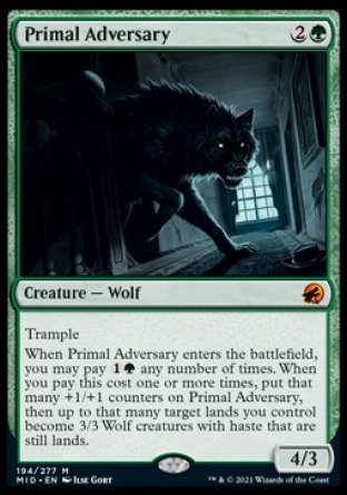 (194) Magic The Gathering Innistrad: Midnight Hunt Single: Primal Adversary Holo Mythic