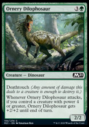 (194) Magic The Gathering Core 2021 Single: Ornery Dilophosaur  Common