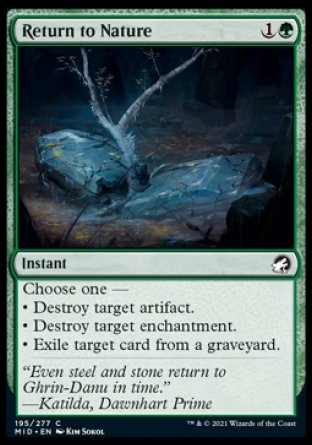 (195) Magic The Gathering Innistrad: Midnight Hunt Single: Return to Nature  Common