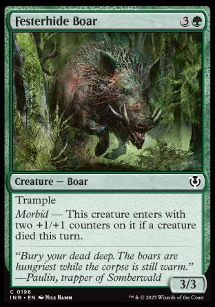 (196) Magic The Gathering Innistrad Remastered Single: Festerhide Boar Holo Common