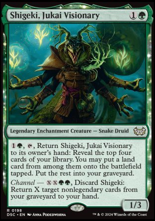 (198) Magic The Gathering Commander: Duskmourn: House of Horror Single: Shigeki, Jukai Visionary Holo Rare