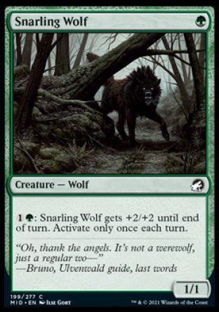 (199) Magic The Gathering Innistrad: Midnight Hunt Single: Snarling Wolf Holo Common