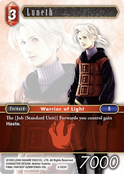(022) Final Fantasy TCG Opus II Single: Luneth (2-022) Holo Hero