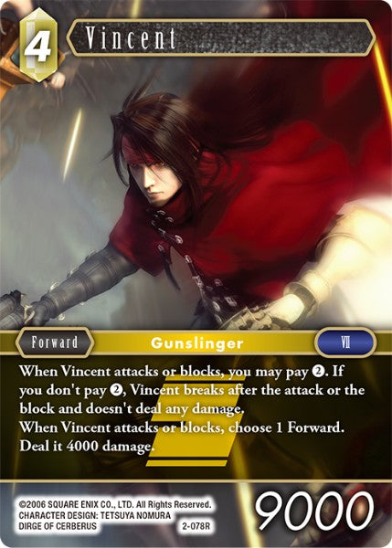 (078) Final Fantasy TCG Opus II Single: Vincent (2-078) Holo Rare