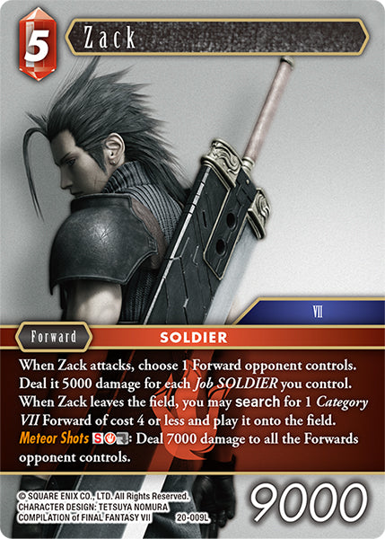 (009) Final Fantasy TCG Dawn of Heroes Single: Zack (20-009) Holo Legend
