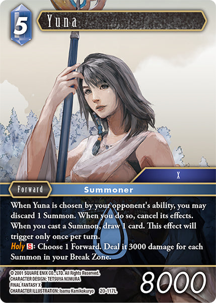 (117) Final Fantasy TCG Dawn of Heroes Single: Yuna (20-117) (V.1) Holo Legend