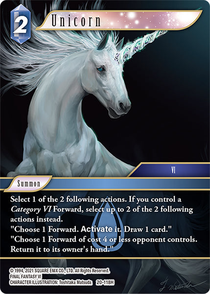 (118) Final Fantasy TCG Dawn of Heroes Single: Unicorn (20-118) (V.1) Holo Hero