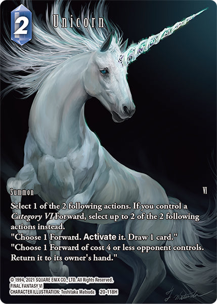 (118) Final Fantasy TCG Dawn of Heroes Single: Unicorn (20-118) (V.2) Holo Hero