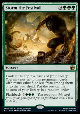 (200) Magic The Gathering Innistrad: Midnight Hunt Single: Storm the Festival Holo Rare