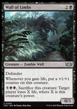 (200) Magic The Gathering Commander: Tarkir: Dragonstorm Single: Wall of Limbs  Uncommon