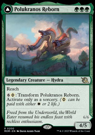 (200) Magic The Gathering March of the Machine Single: Polukranos Reborn // Polukranos, Engine of Ruin Holo Rare
