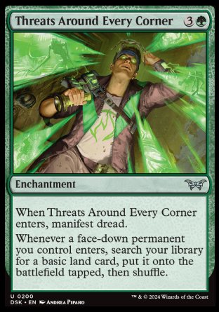 (200) Magic The Gathering Duskmourn: House of Horror Single: Threats Around Every Corner Holo Uncommon