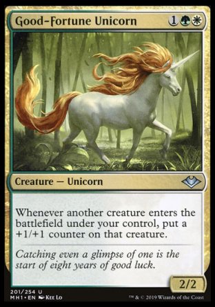 (201/254) Magic The Gathering Modern Horizons Single: Good-Fortune Unicorn  Uncommon