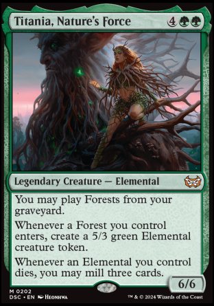 (202) Magic The Gathering Commander: Duskmourn: House of Horror Single: Titania, Nature's Force  Mythic