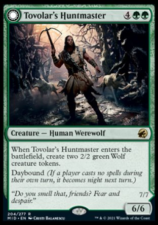 (204) Magic The Gathering Innistrad: Midnight Hunt Single: Tovolar's Huntmaster // Tovolar's Packleader  Rare
