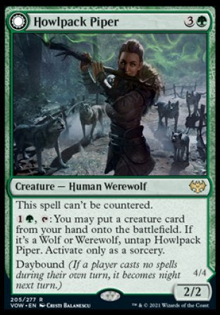 (205) Magic The Gathering Innistrad: Crimson Vow Single: Howlpack Piper // Wildsong Howler  Rare
