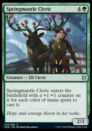 (205/280) Magic The Gathering Zendikar Rising Single: Springmantle Cleric  Uncommon