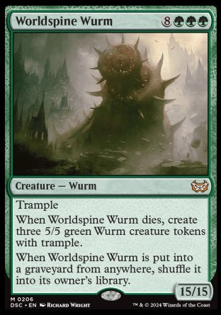 (206) Magic The Gathering Commander: Duskmourn: House of Horror Single: Worldspine Wurm  Mythic