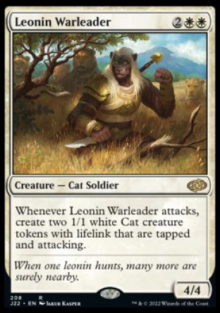 (208) Magic The Gathering Jumpstart 2022 Single: Leonin Warleader  Rare