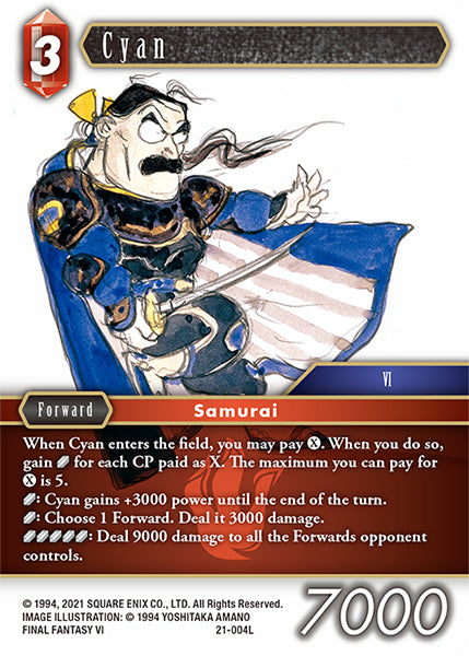 (004) Final Fantasy TCG Beyond Destiny Single: Cyan (21-004) Holo Legend