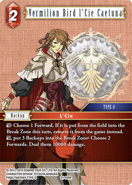 (008) Final Fantasy TCG Beyond Destiny Single: Vermilion Bird l'Cie Caetuna (21-008) Holo Rare